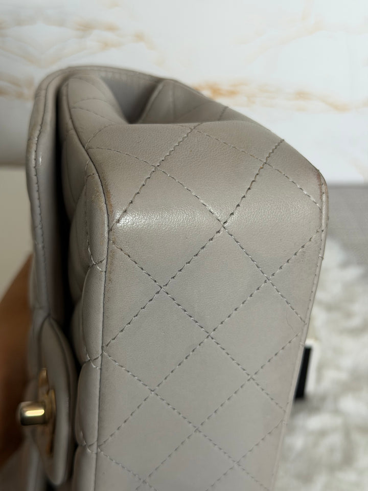 CHANEL Grey Lambskin aged GHW Mini Rectangular Flap bag Top Handle 2021 21A collection