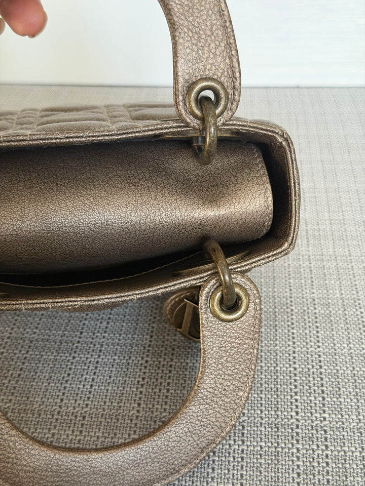 Dior Lady Dior Mini In Bronze Lambskin Bronze Hardware 2007