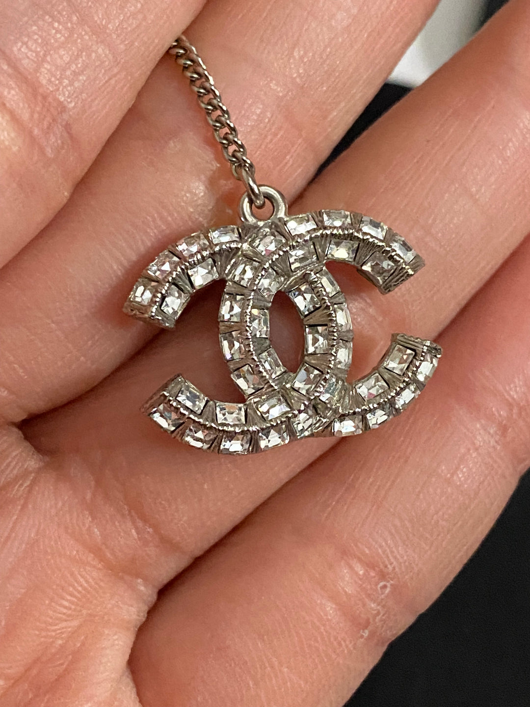 Chanel Crystal Earrings Silver Hardware