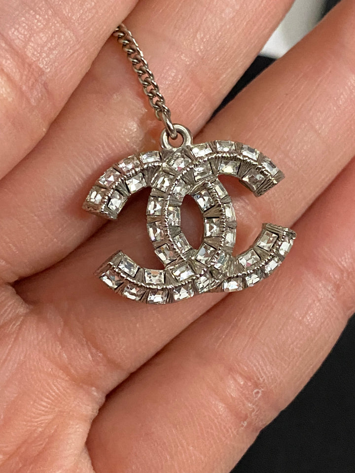 Chanel Crystal Earrings Silver Hardware