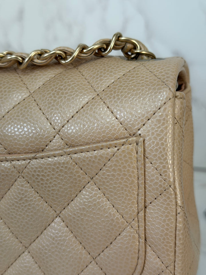 Chanel series 20 15C collection 2014/2015 Pearly Beige Caviar Brushed GHW Square Mini Flap Bag