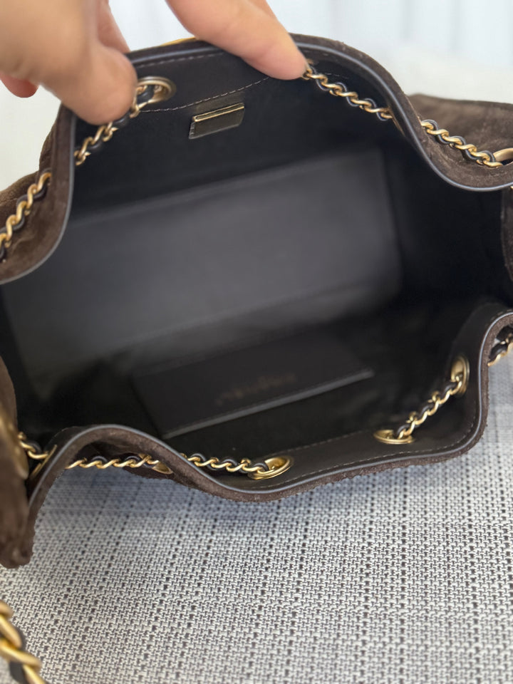 CHANEL 26C collection 2025/2026 Brown Suede Leather Mini 25 Hobo Bag with aged GHW