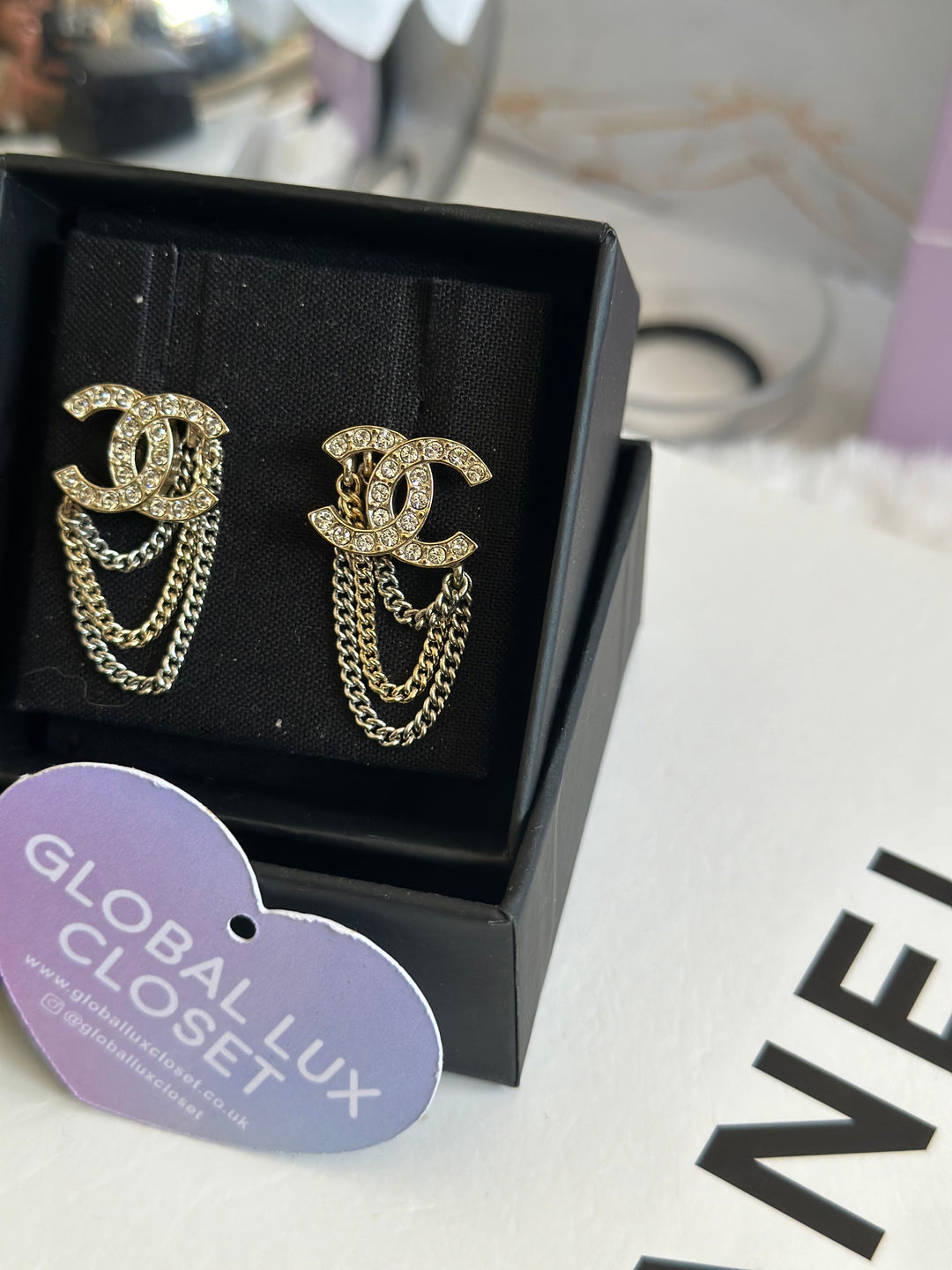 Chanel 21S LGHW Multi Chain Gold Tone Earrings