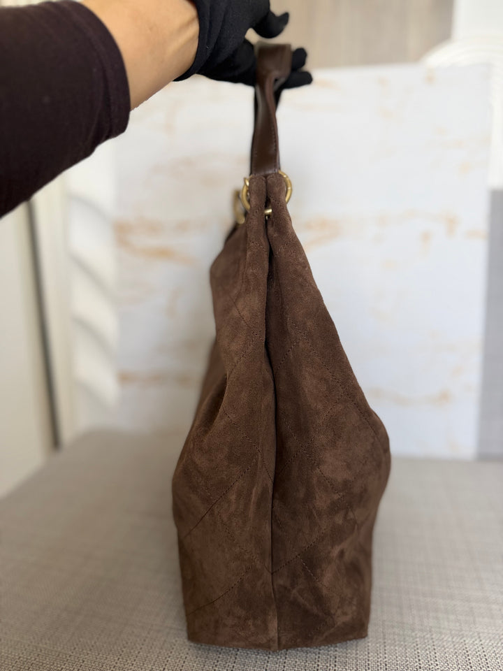 CHANEL 26C Brown Suede Maxi Hobo Bag 2026