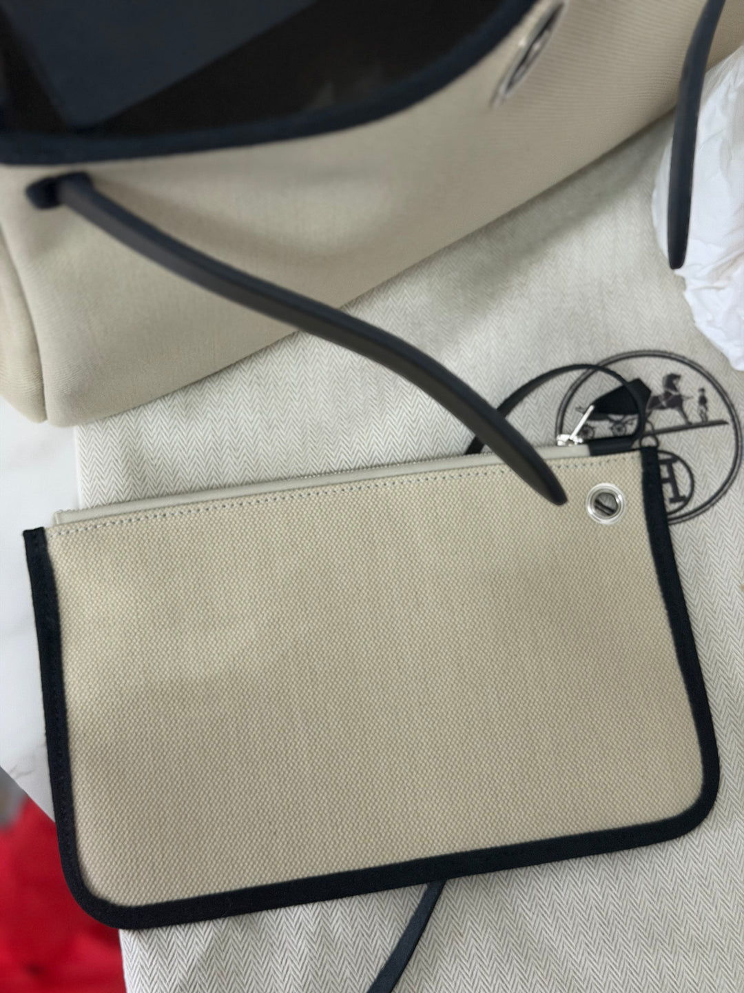 Hermes Herbag Zip 31 Bag in Noir/Beton Palladium Hardware