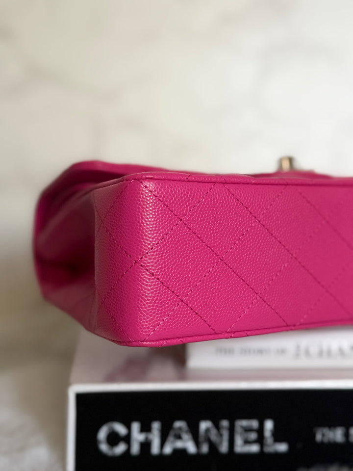 CHANEL 22P/K Hot Barbie Pink Caviar LGHW Small Timeless Classic Double Flap Bag 2022