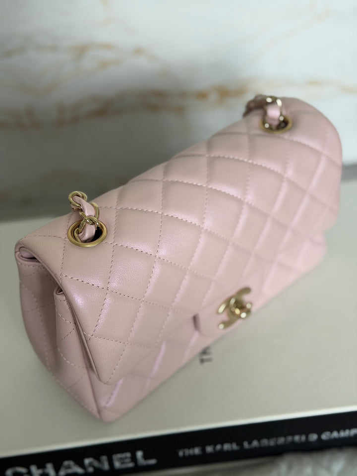 CHANEL 21S Light Pink Calf Skin LGHW Mini rectangular flap bag series 31 2021 *super rare*