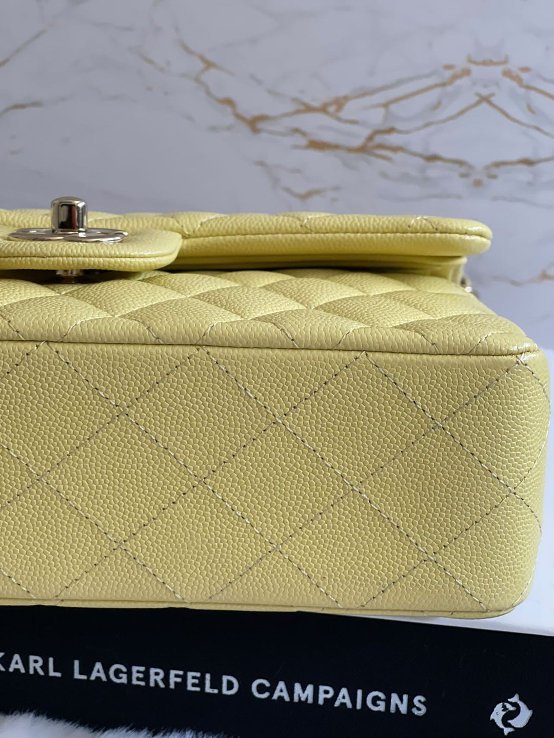 Chanel 20S 2020 Spring/Summer Collection Yellow Caviar LGHW Small Timeless Classic Double Flap Bag
