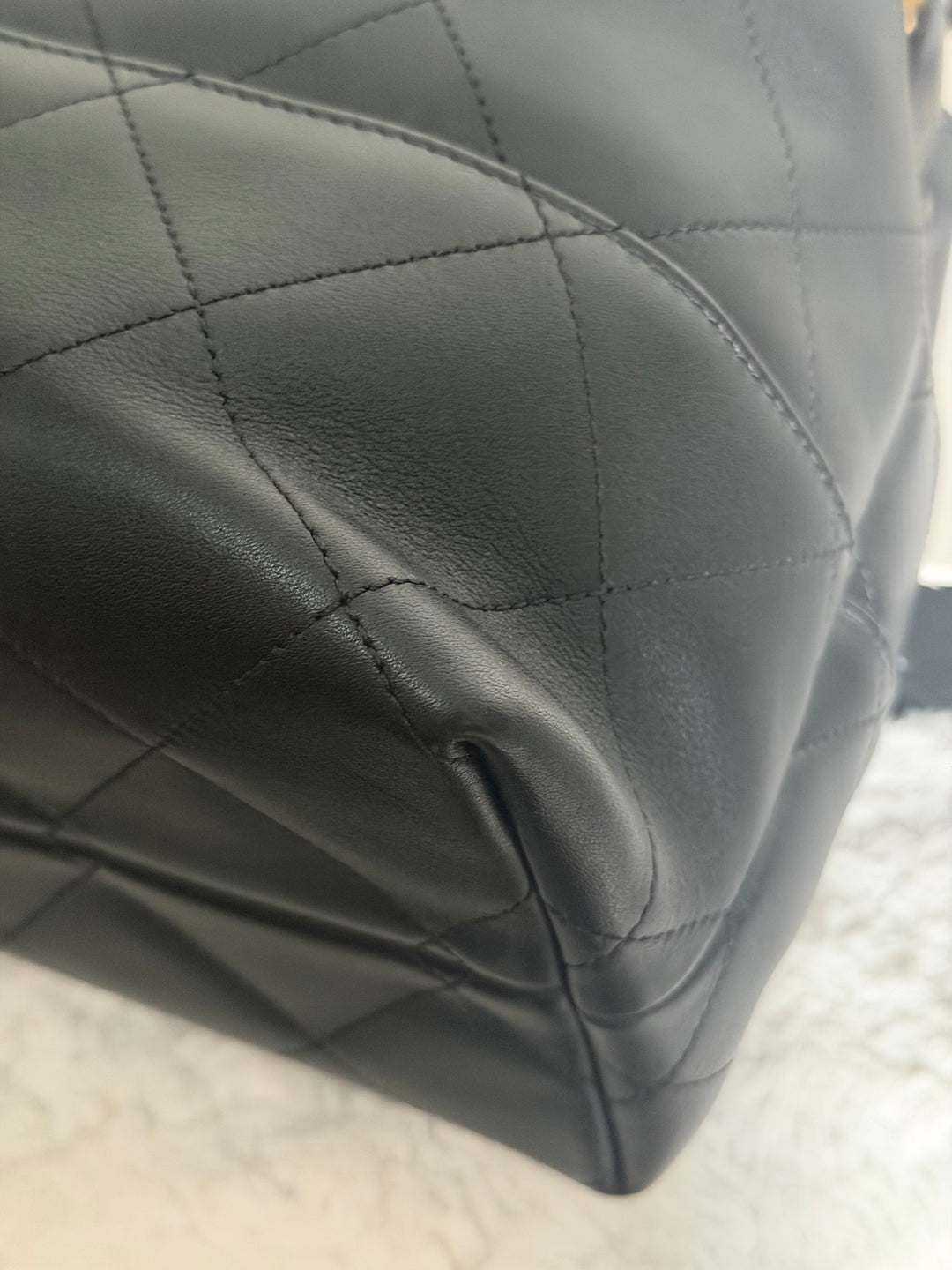 CHANEL 25A Black Calf Skin aged GHW Hobo Shopping Bag size Small 2025