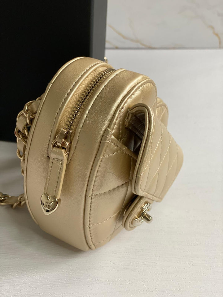 Chanel 22S 2022 Gold Lambskin LGHW Heart Belt bag