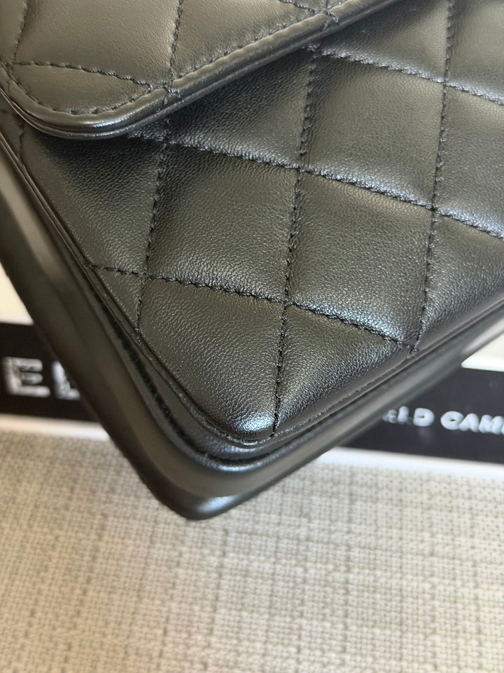 CHANEL Black Lambskin LGHW Trendy CC Flap Bag size MINI 8 inches with detachable Strap 2023/2024