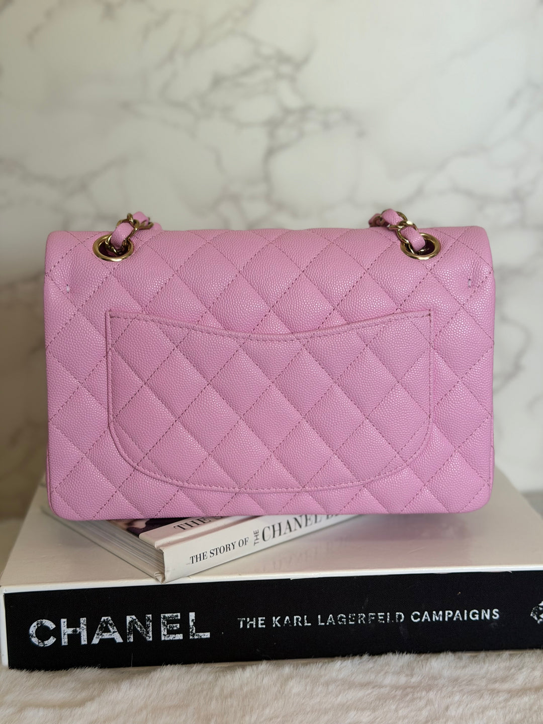 CHANEL 23P Mauve Pink Caviar Small Timeless Classic Double Flap Bag 2023