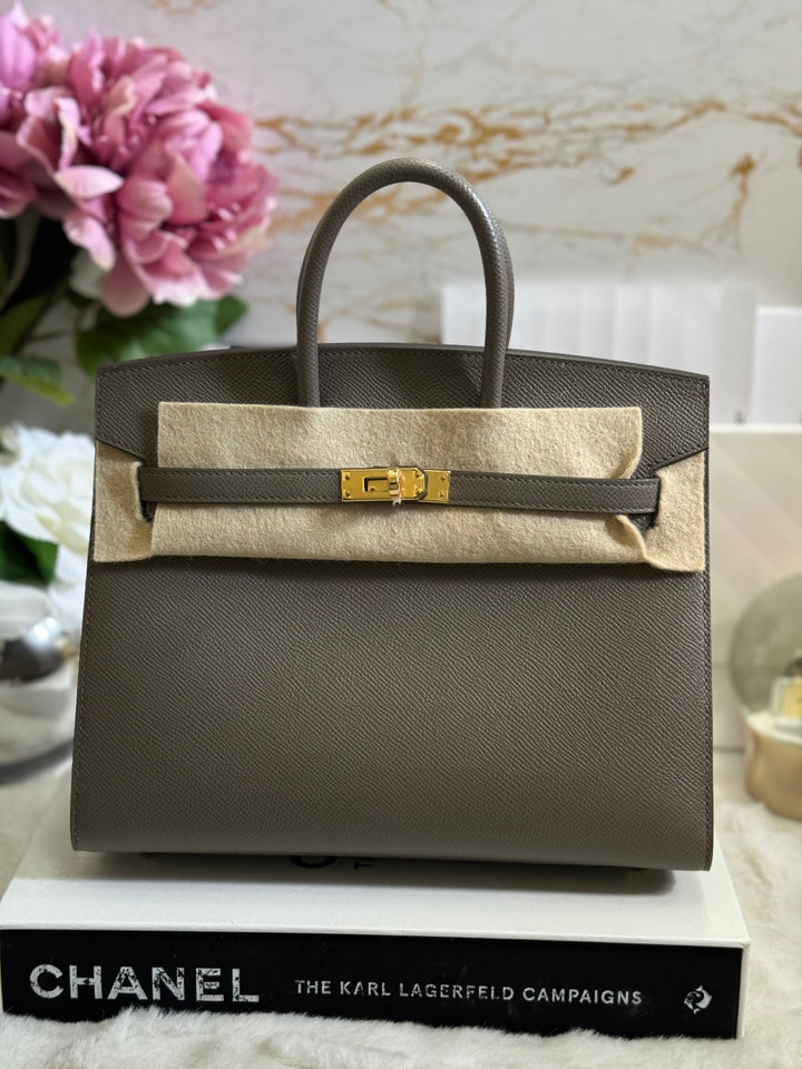 Hermes Birkin 25 Gris Etain Epsom Sellier Leather GHW stamp B 2023
