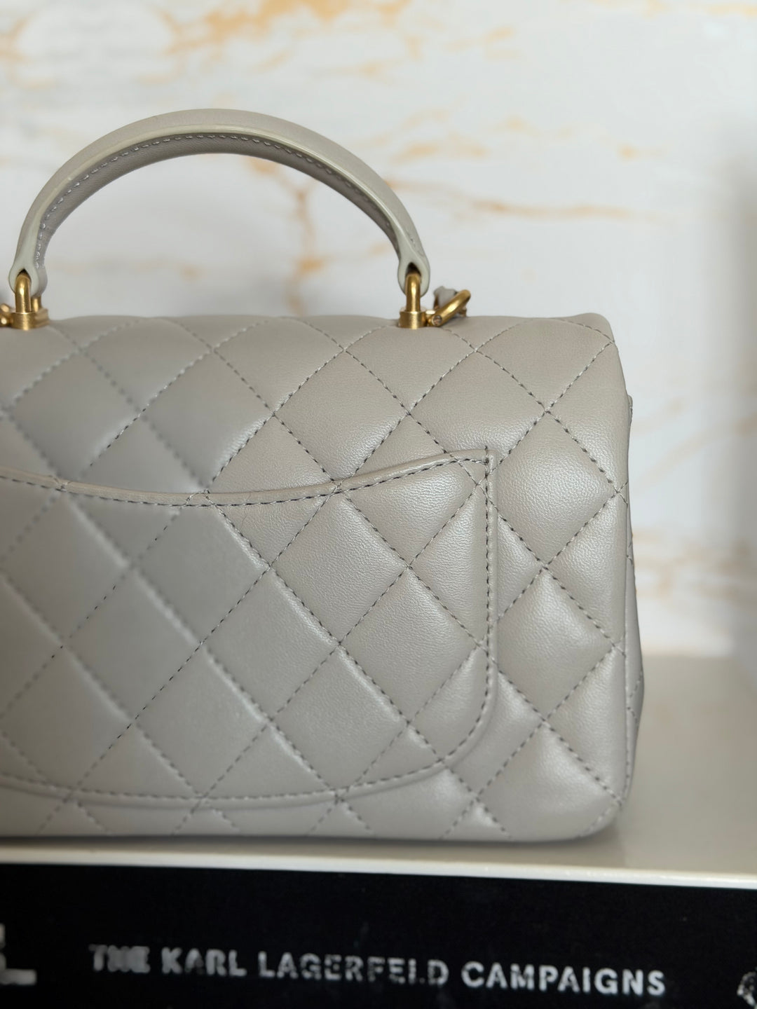 CHANEL Grey Lambskin Aged GHW Top Handle Mini Rectangular Flap Bag 2021 21A collection