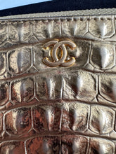 Load image into Gallery viewer, Chanel 19A Gold Calf skin Croc Embossed Mini O Case with Aged GHW
