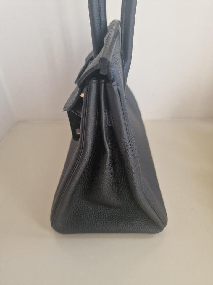 HERMES Noir/Black Togo Leather RGHW Birkin 30 Stamp D 2019