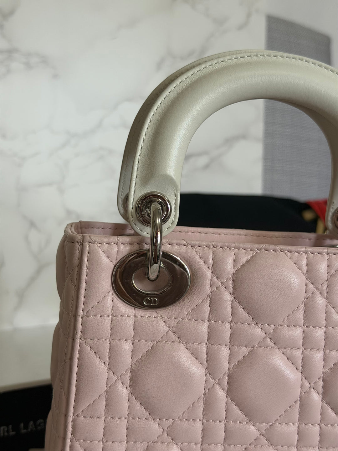 DIOR Mini Lady Dior Two Tone Latte and Rose Tendre SHW 2025