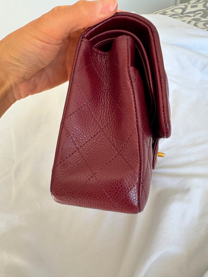 CHANEL series 21 2015 15B Burgundy Caviar GHW Medium ML Timeless Classic Double Flap Bag