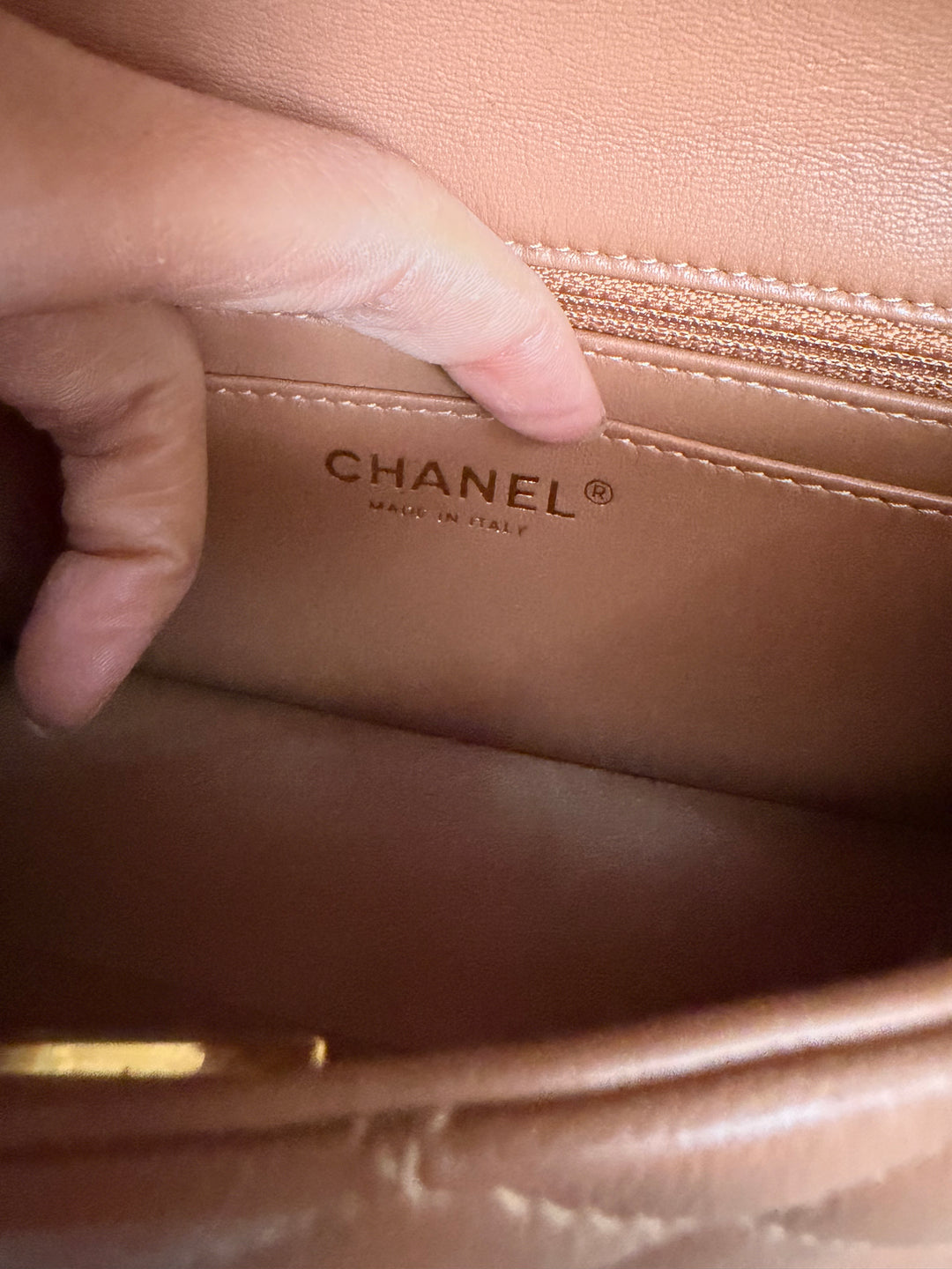CHANEL 22S collection Caramel Brown NB356 Lambskin LGHW Mini Rectangular Flap Bag 2022