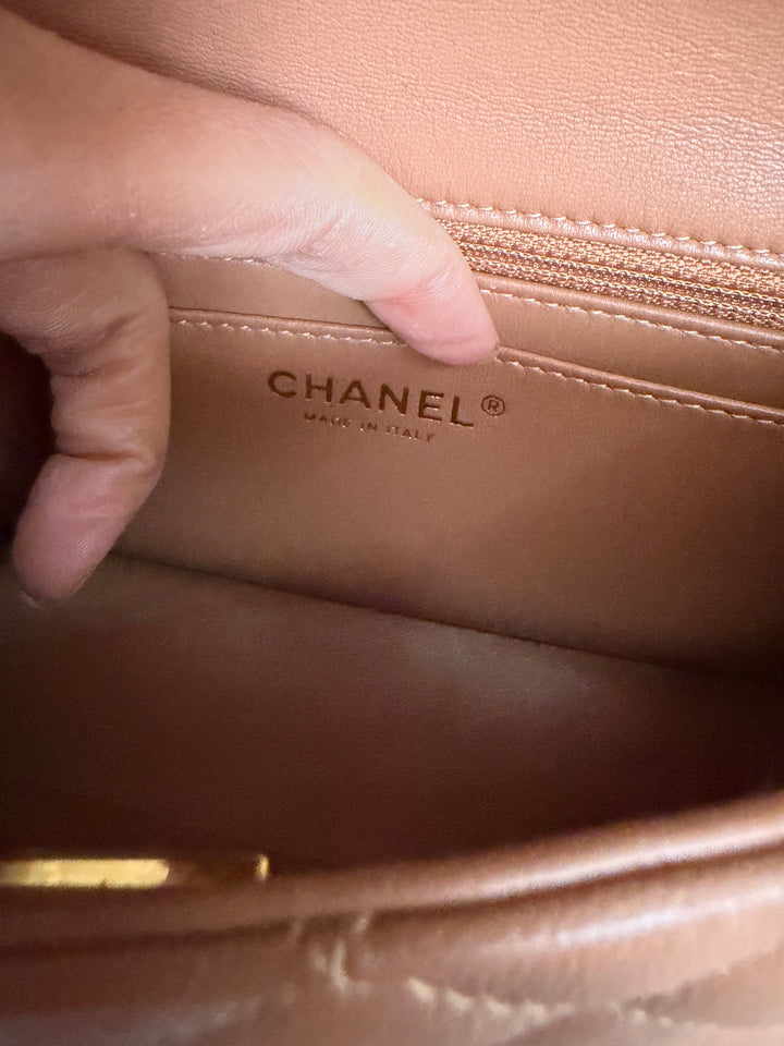 CHANEL 22S collection Caramel Brown NB356 Lambskin LGHW Mini Rectangular Flap Bag 2022