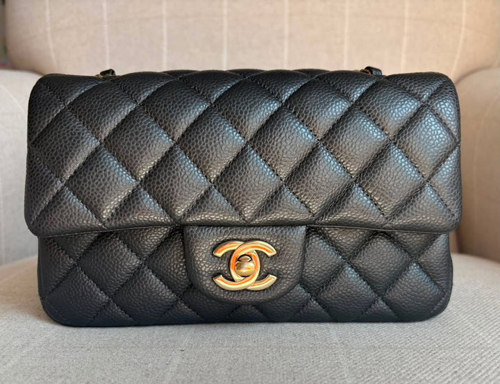 CHANEL series 25 18S iridescent pearly Grey caviar LGHW Mini Rectangular Flap Bag 2018