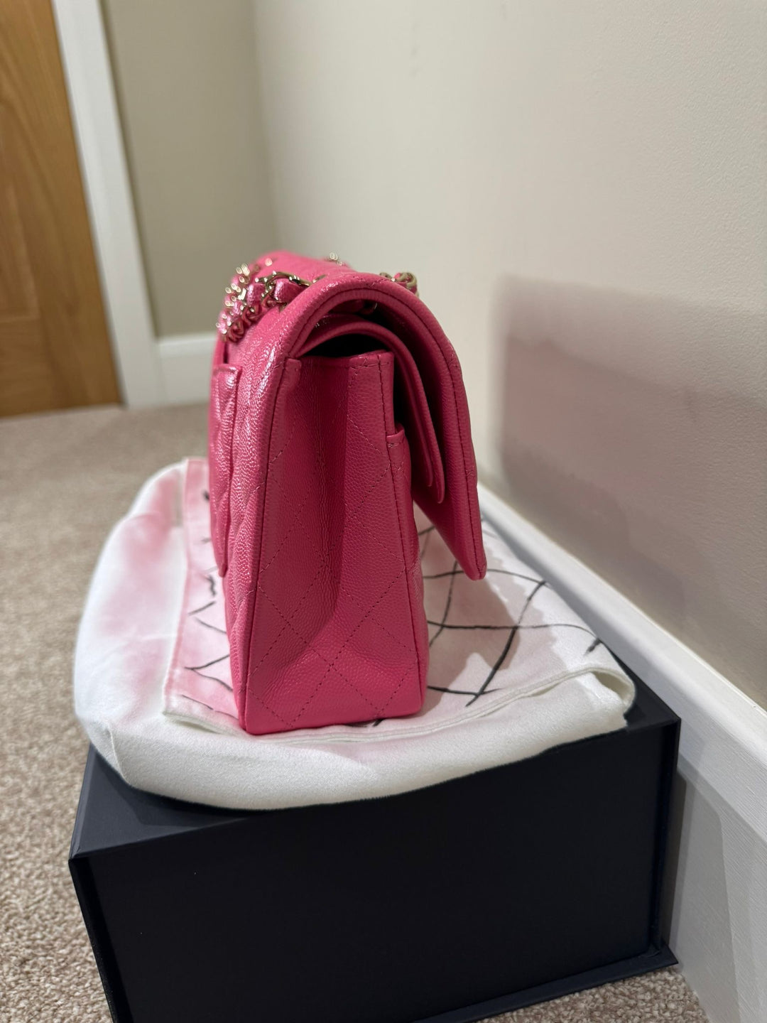 CHANEL 21C collection series 30 Barbie Pink Caviar LGHW Medium Timeless Classic Double Flap Bag
