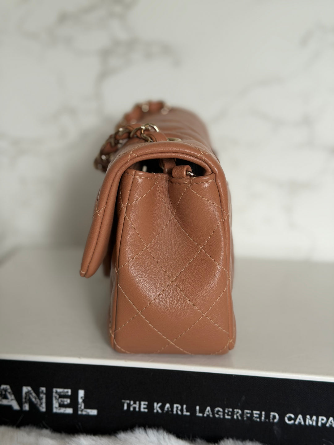 CHANEL 22S Caramel Brown NB356 Lambskin LGHW Mini Rectangular Flap Bag 2022