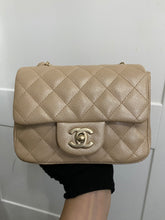 Load image into Gallery viewer, Chanel series 20 15C 2014/2015 Cruise Collection Pearly Beige Caviar Brushed GHW Square Mini Flap Bag
