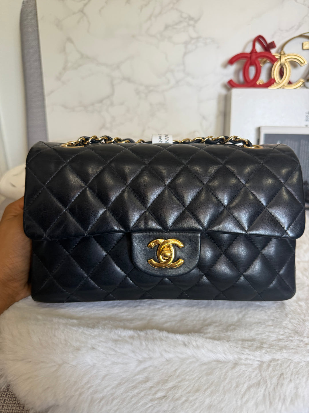 CHANEL Vintage series 11 Black Lambskin 24K GHW Small Timeless Classic Double Flap Bag