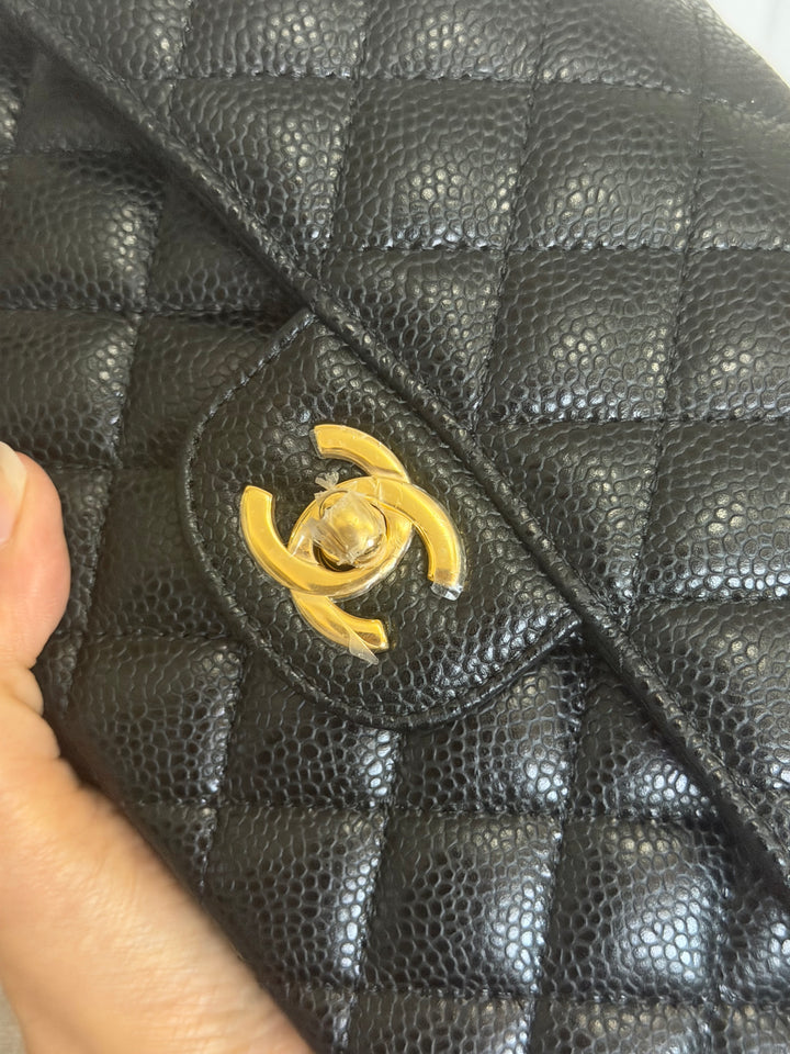 CHANEL Black Caviar GHW SMALL Timeless Classic Double Flap Bag 2022