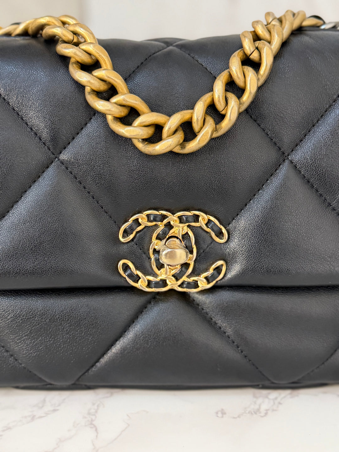 CHANEL 19 Size Small series 31 2020/2021 Black Lambskin Mixed HW Top Handle Flap Bag