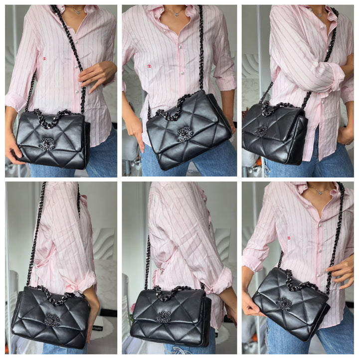 CHANEL 22P So Black 19 Black Lambskin Flap Bag size Small 2022