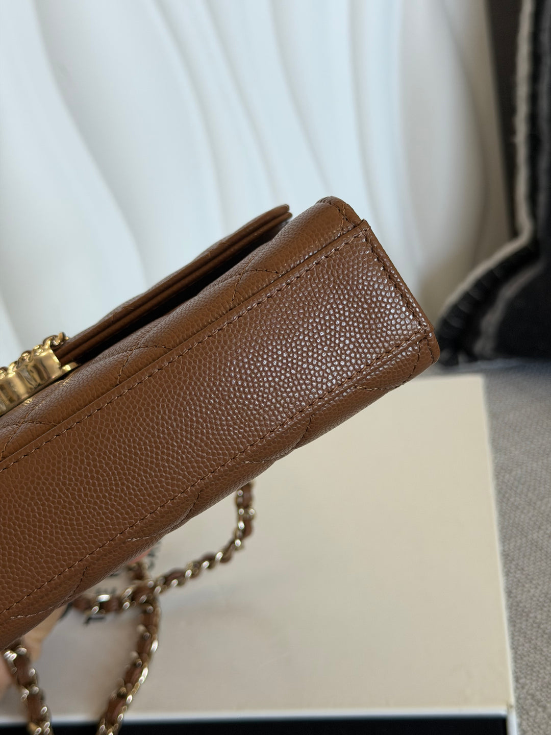 CHANEL 26P Brown Caviar LGHW Top Handle Vanity