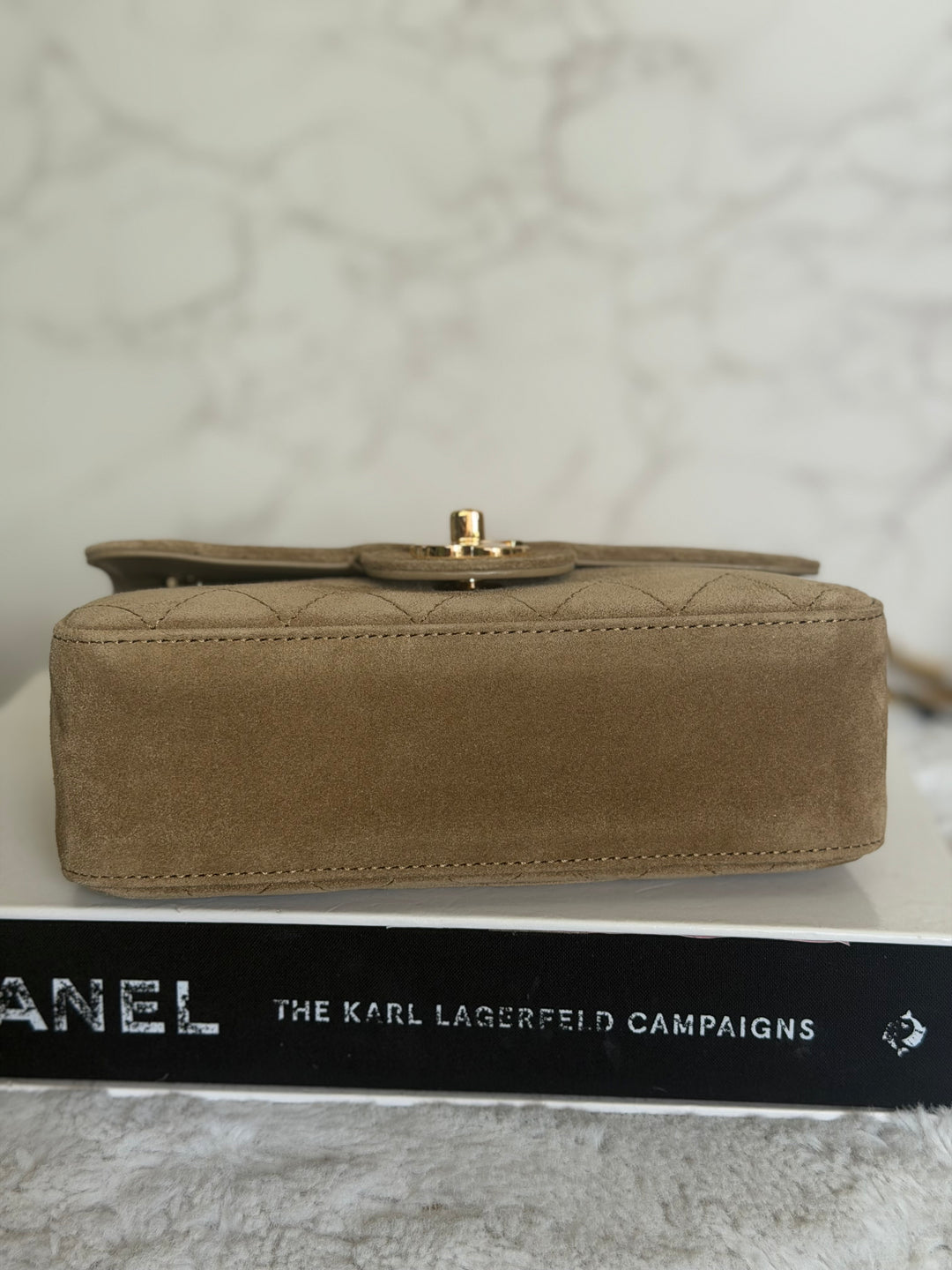 CHANEL 26B Beige Suede Matthie Blazy Mini Flap Bag GHW 2026
