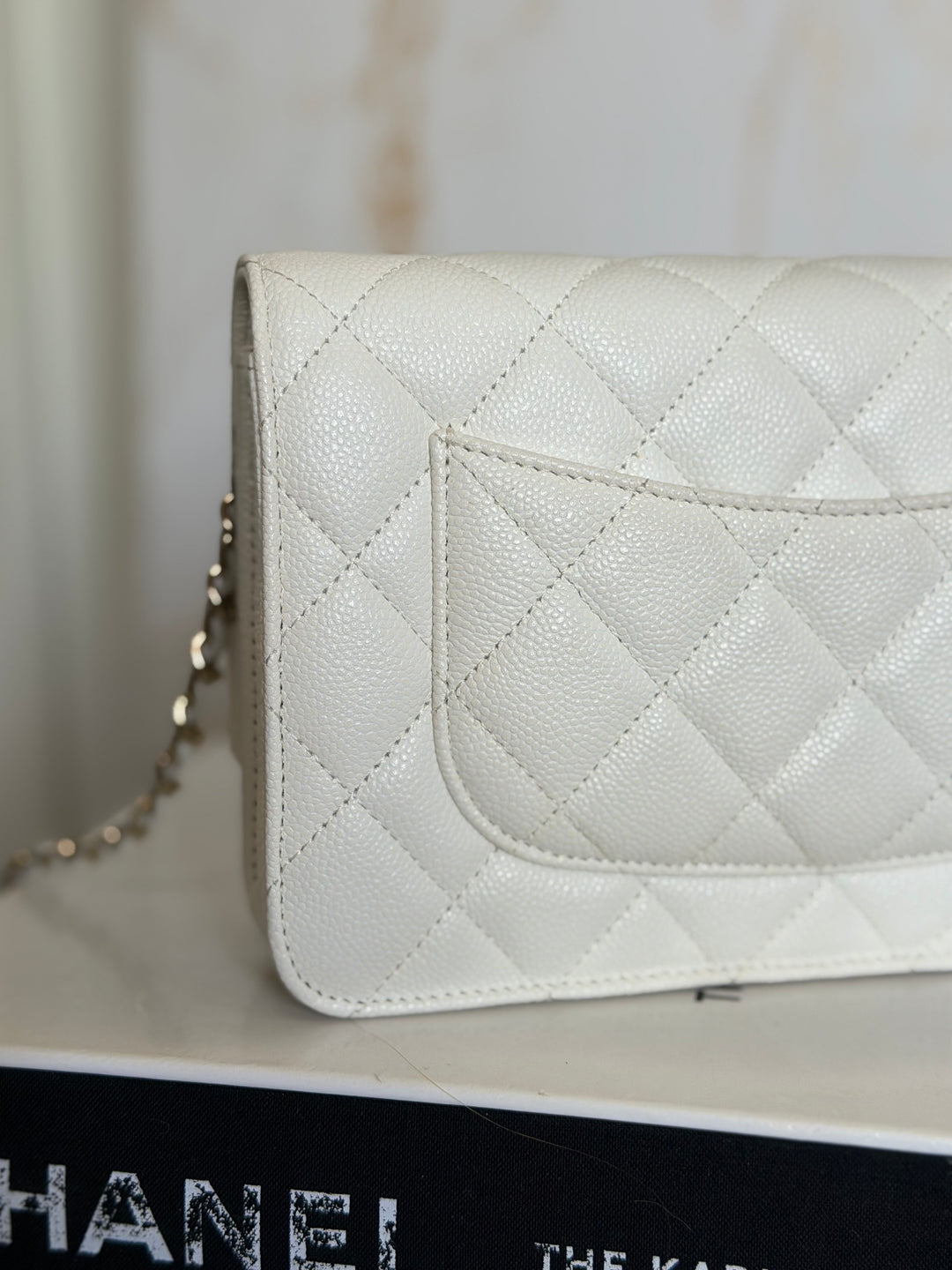 CHANEL White Caviar LGHW Classic Wallet on Chain (WOC) 2024