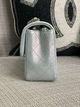 Load image into Gallery viewer, Chanel 21K collection 2021 Iridescent Light Blue Calf skin SHW Mini Rectangular Flap Bag
