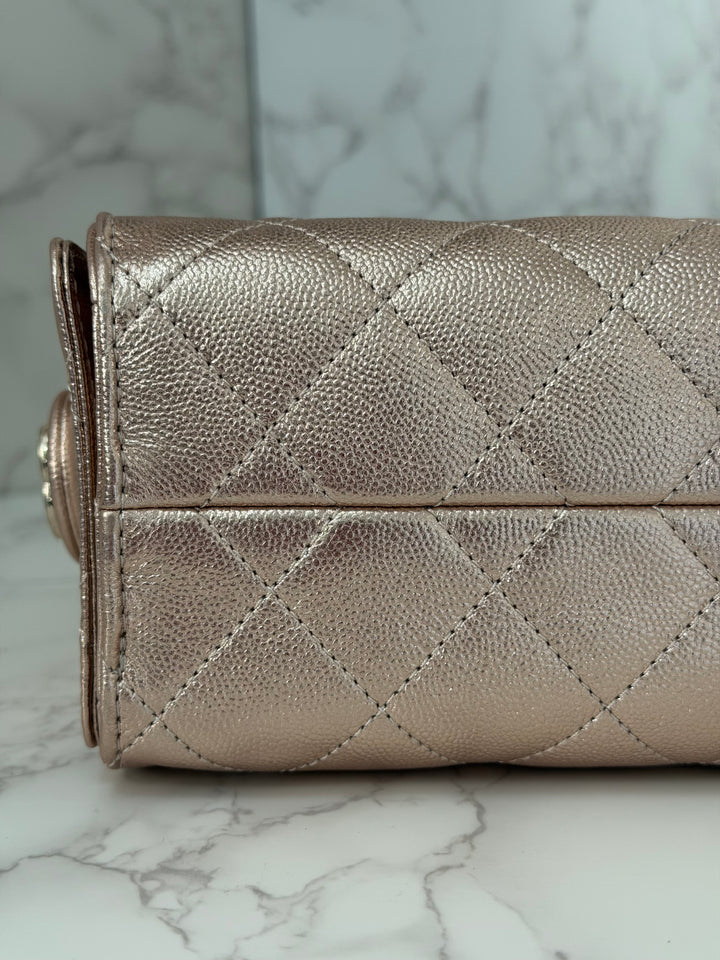 CHANEL 26C collection Mini 25 Hobo Bag in Rose Gold (Copper) Caviar Shiny GHW