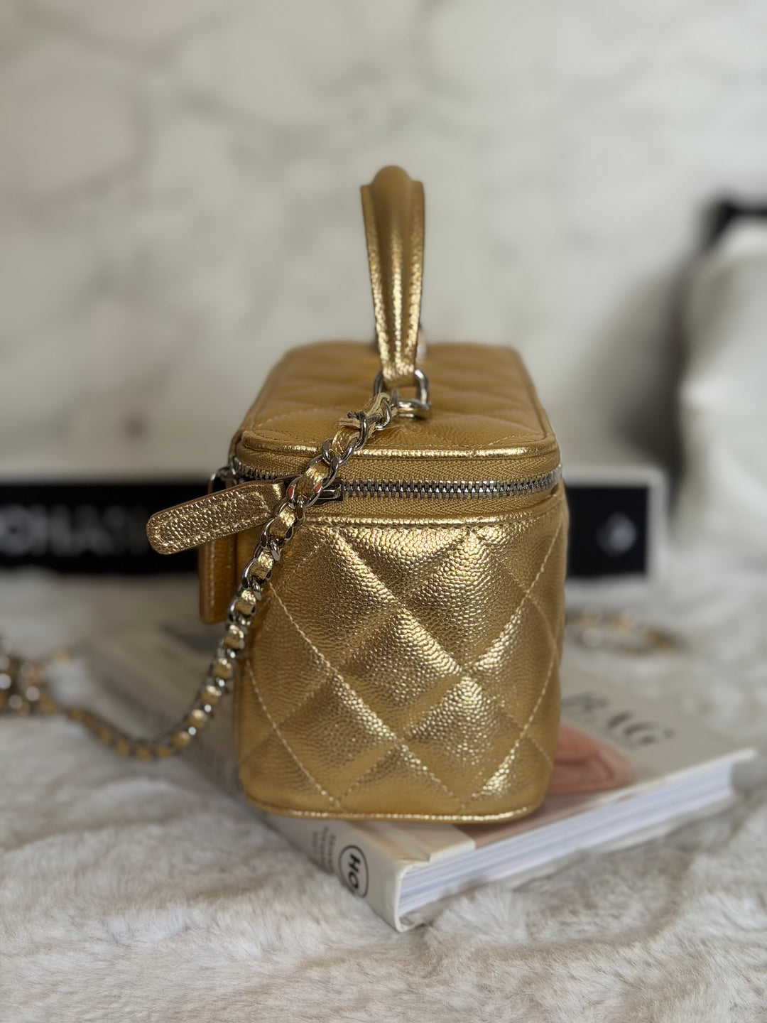 CHANEL 26A Métiers d’art Gold Caviar SHW Small Vanity Top Handle 2026