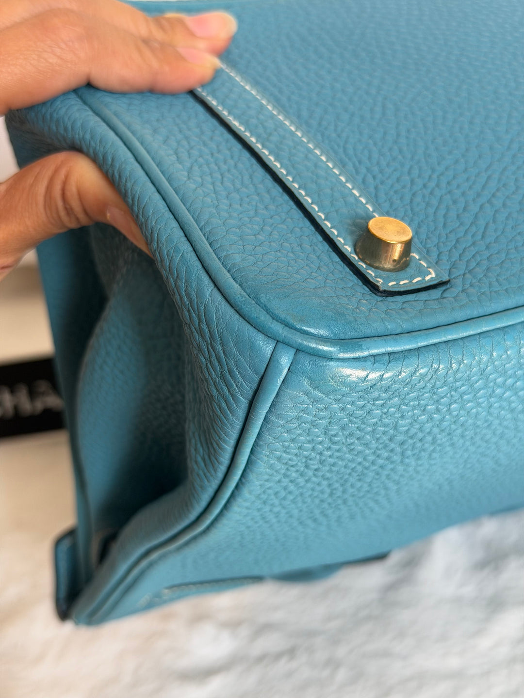 HERMÈS Bleu Jean Togo Leather GHW Birkin 30 Stamp H in Sq 2004