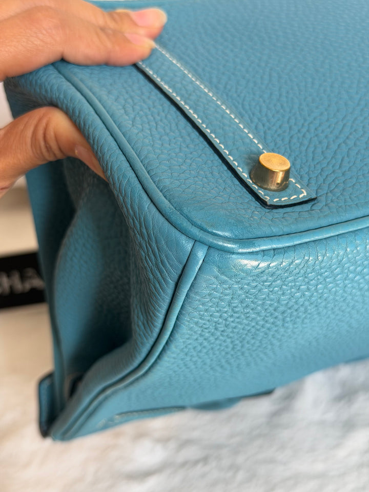 HERMÈS Bleu Jean Togo Leather GHW Birkin 30 Stamp H in Sq 2004
