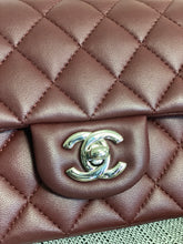 Load image into Gallery viewer, Chanel series 28 2019 Burgundy Lambskin Silver HW Mini Rectangular Flap Bag
