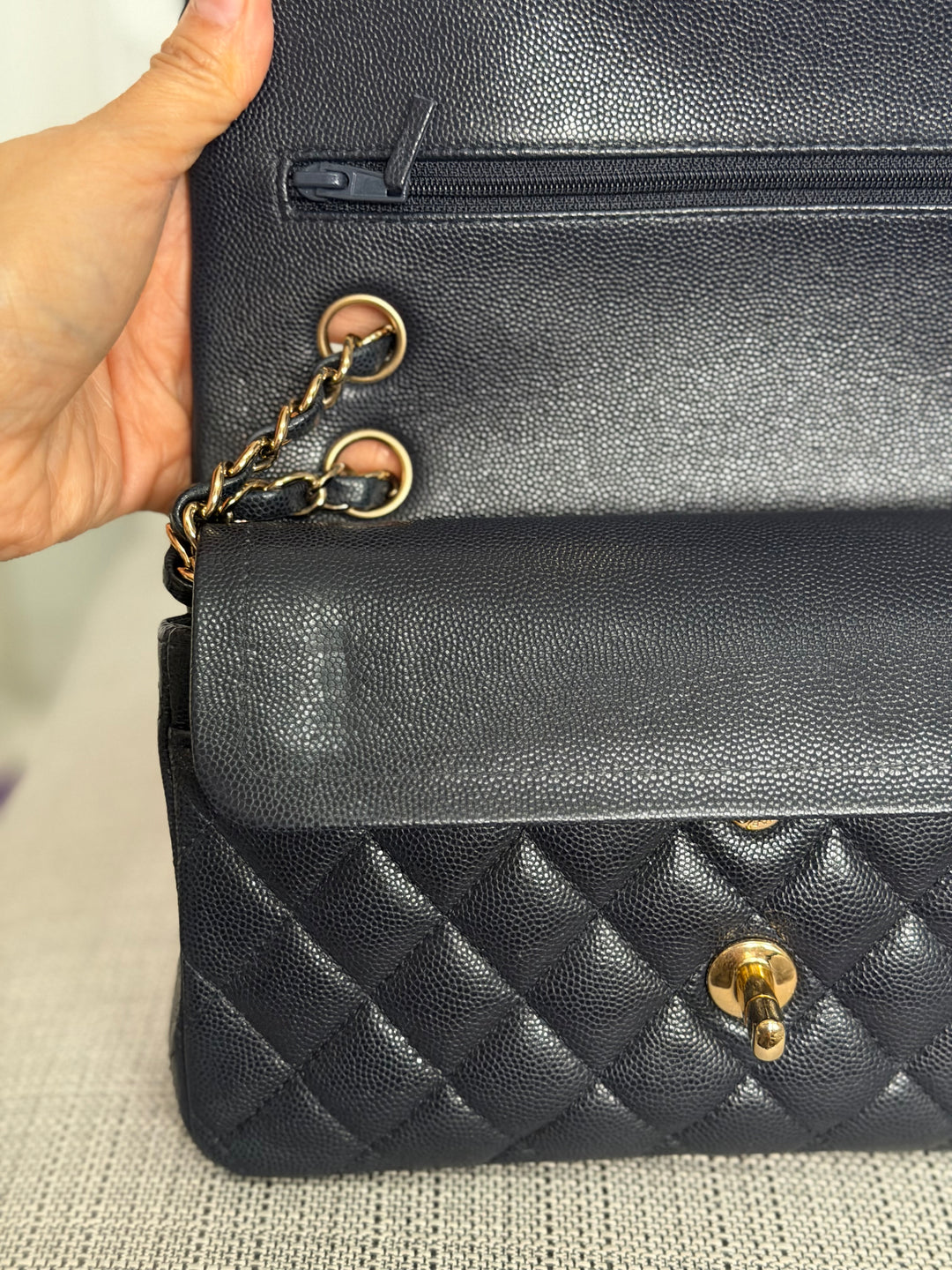 CHANEL series 30 Dark Navy Caviar LGHW Small Timeless Classic Double Flap Bag 2020