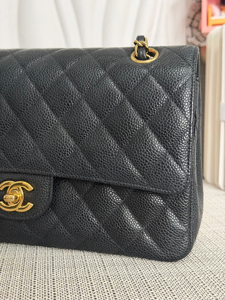 CHANEL Series 24 2017 Black Caviar GHW Medium M/L 11.12 Timeless Classic Double Flap Bag