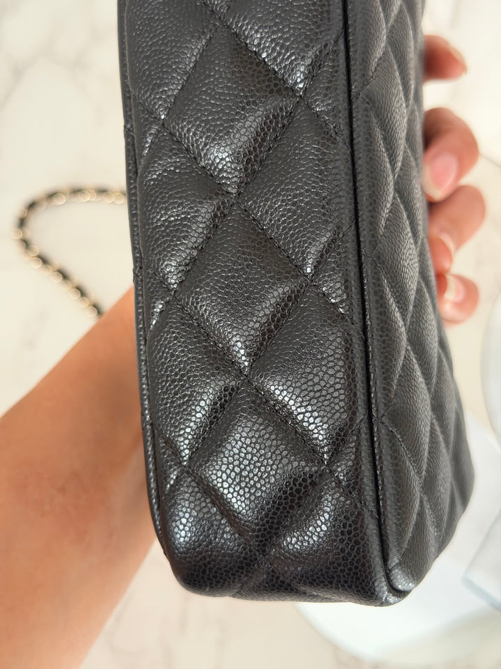 CHANEL New style Clutch/Wallet on Chain WOC in Black caviar LGHW and Burgundy lining 2025