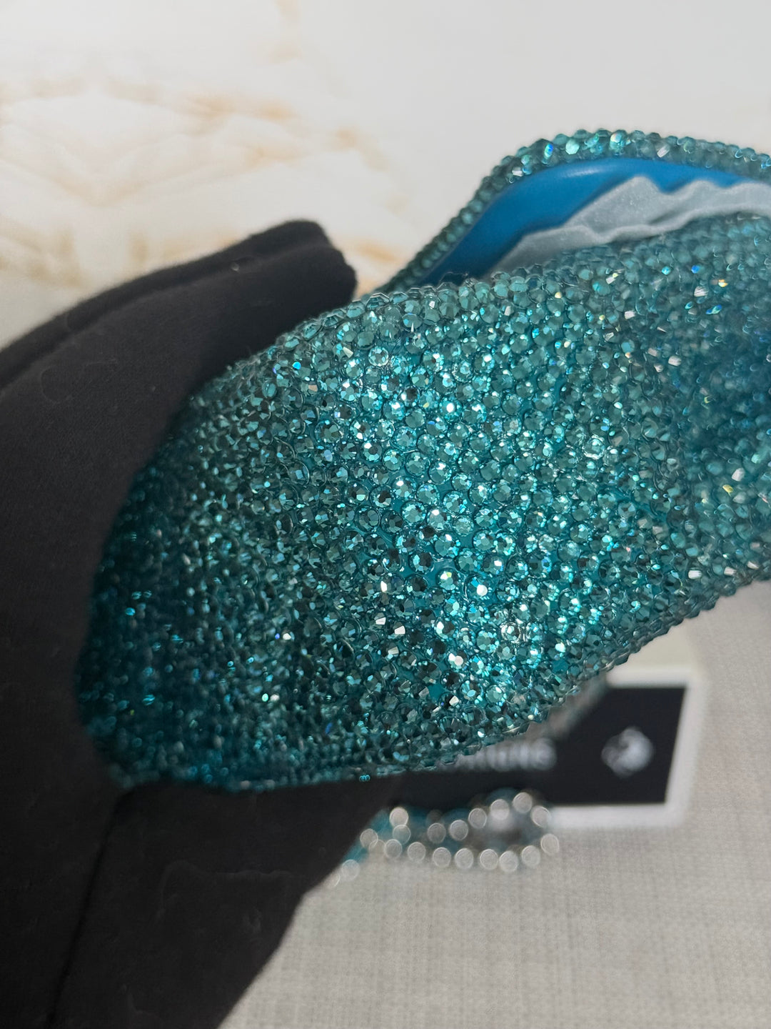 CHANEL series 21 Turquoise Teal Green Blue Diamanté Swarovski Crystal Strasssd Extra Mini Flap Bag with SHW *unicorn* RARE