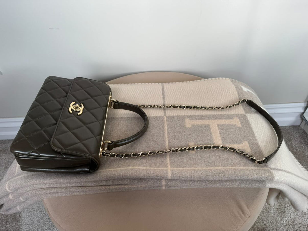 CHANEL series 23 2016 Khaki Green Lambskin LGHW Trendy CC Flap bag size Small with detachable chain