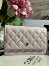 Load image into Gallery viewer, Chanel 22P 2022 Pre Spring/Summer Collection Light Sakura Pink Caviar LGHW Timeless Classic Wallet on chain (WOC)
