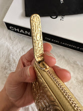 Load image into Gallery viewer, Chanel 19A Gold Calf skin Croc Embossed Mini O Case with Aged GHW
