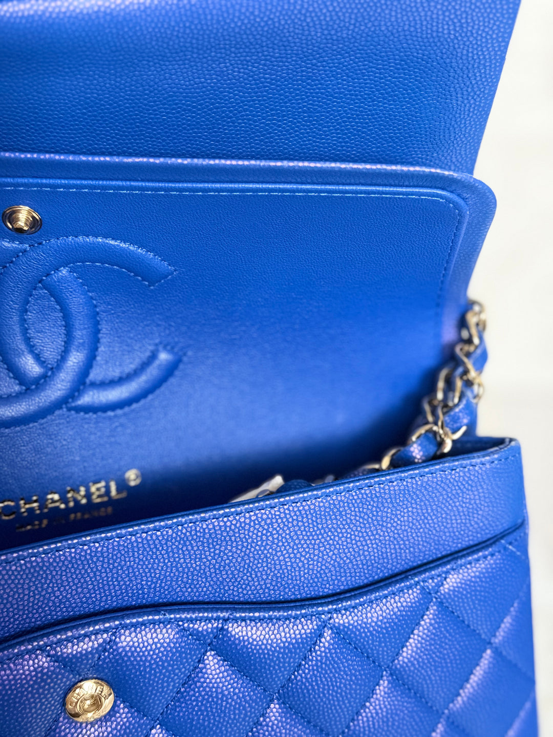 Chanel 21S series 31 Iridescent Electric Cobalt Blue Caviar LGHW Medium M/L timeless Classic double flap bag 2021
