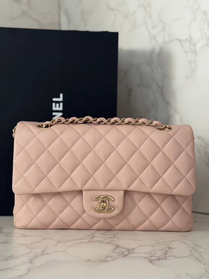 CHANEL 21C 2021 Rose Clair Caviar LGHW Medium ML 11.12 Timeless Classic Double Flap Bag